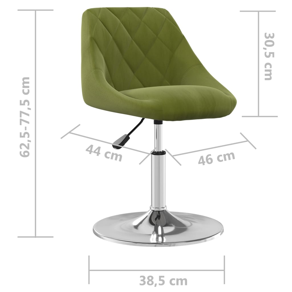 Sillas de comedor giratorias 2 uds de terciopelo verde claro