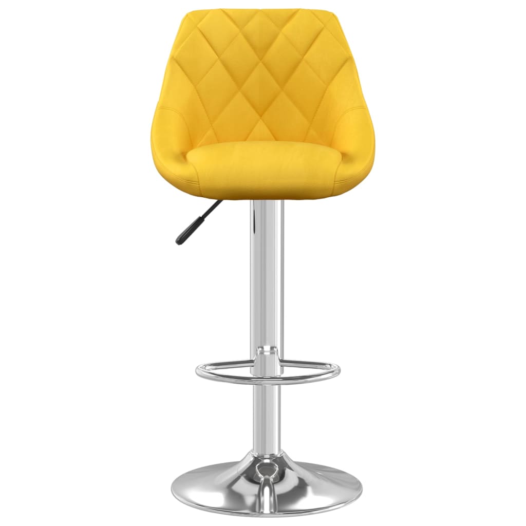 Taburete de bar de terciopelo amarillo mostaza