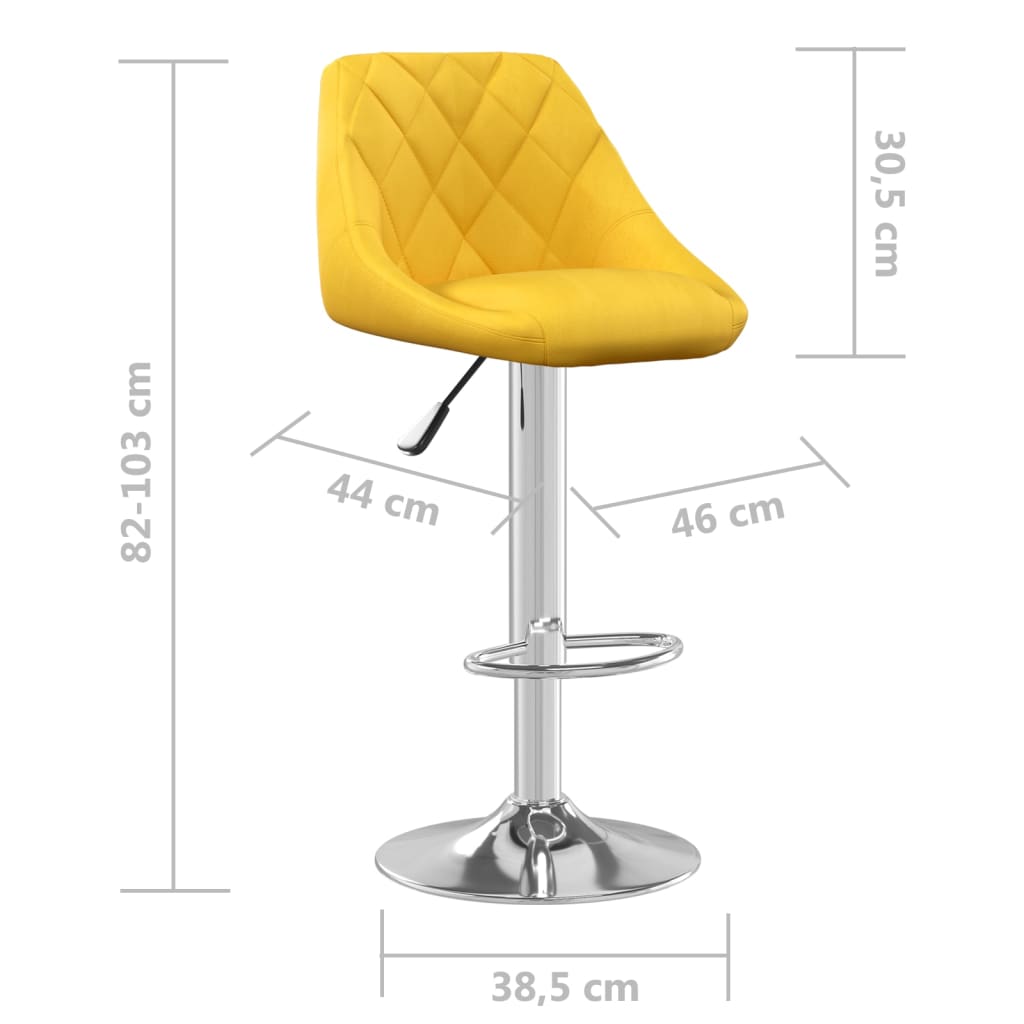 Taburete de bar de terciopelo amarillo mostaza