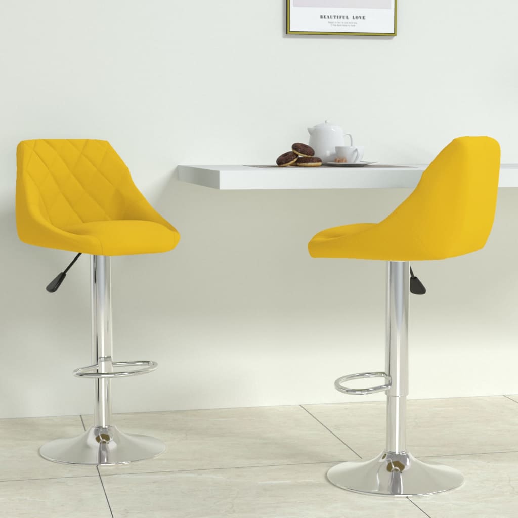 Taburete de bar de terciopelo amarillo mostaza