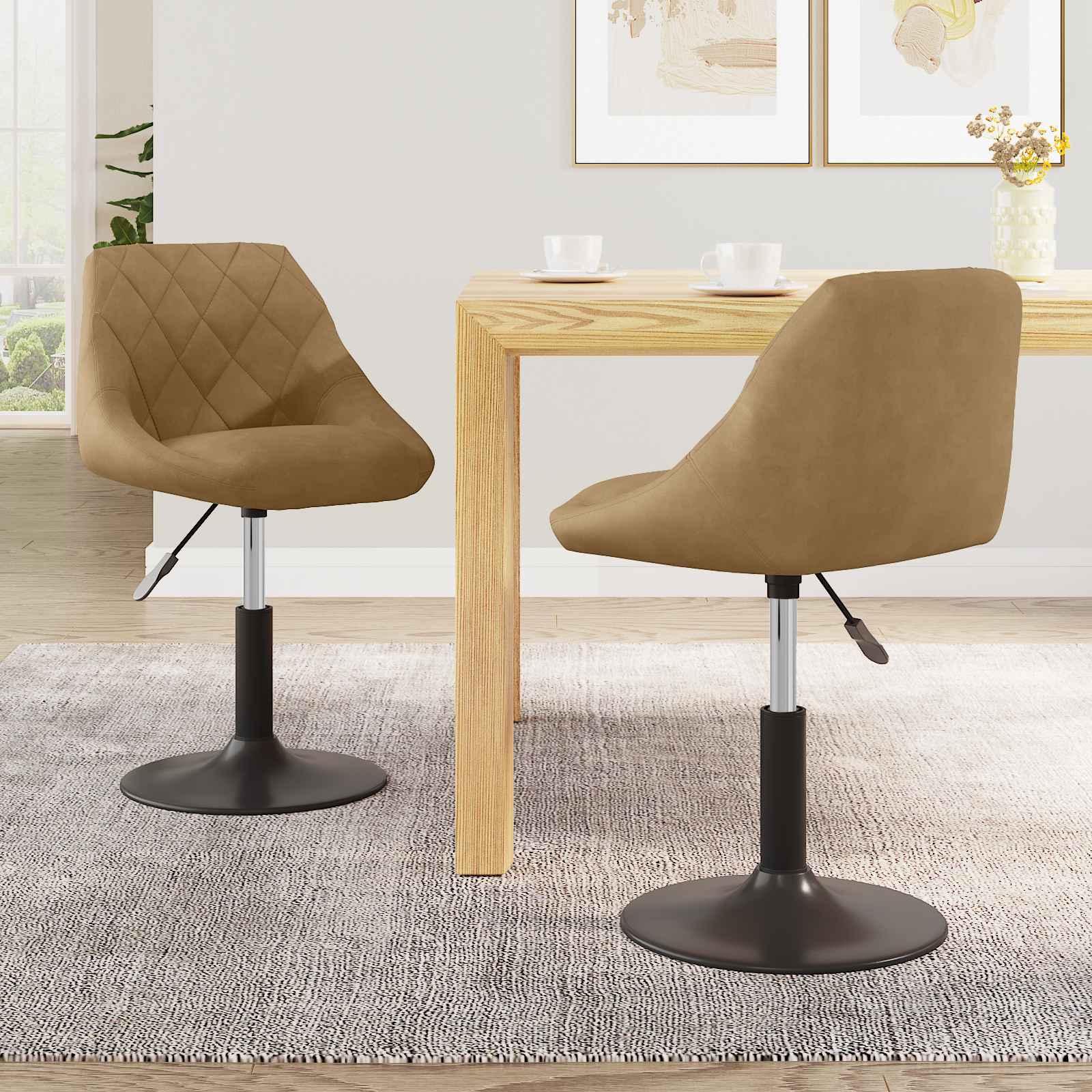 Sillas de Comedor Giratorias 2 pcs Marrón 46 x 44 x 77.5 cm