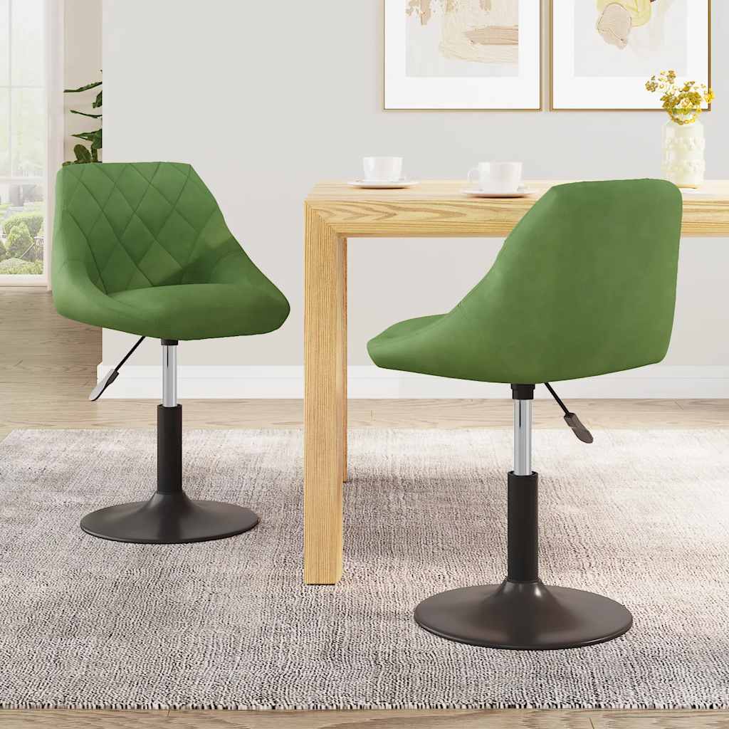 Sillas de comedor giratorias 2 uds de terciopelo verde claro