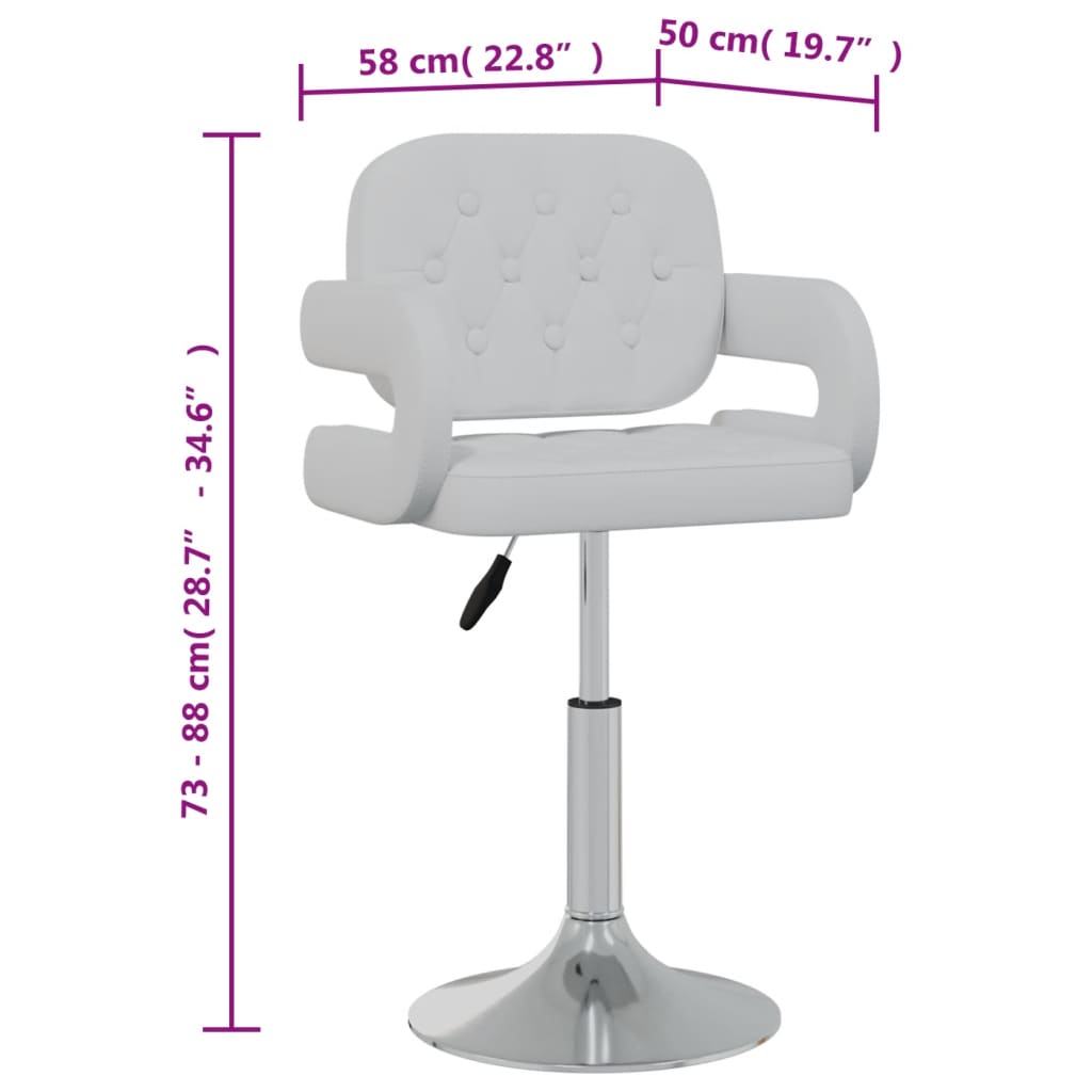 Sillas de comedor giratorias 2 unidades cuero sintético blanco