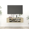 Mueble de TV colgante contrachapada gris brillo 100x30x26,5 cm