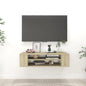 Glossy grey plywood wall-mounted TV cabinet 100x30x26.5 cm