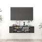 Glossy grey plywood wall-mounted TV cabinet 100x30x26.5 cm