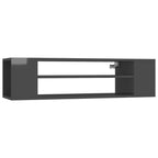 Mueble de TV colgante contrachapada gris brillo 100x30x26,5 cm