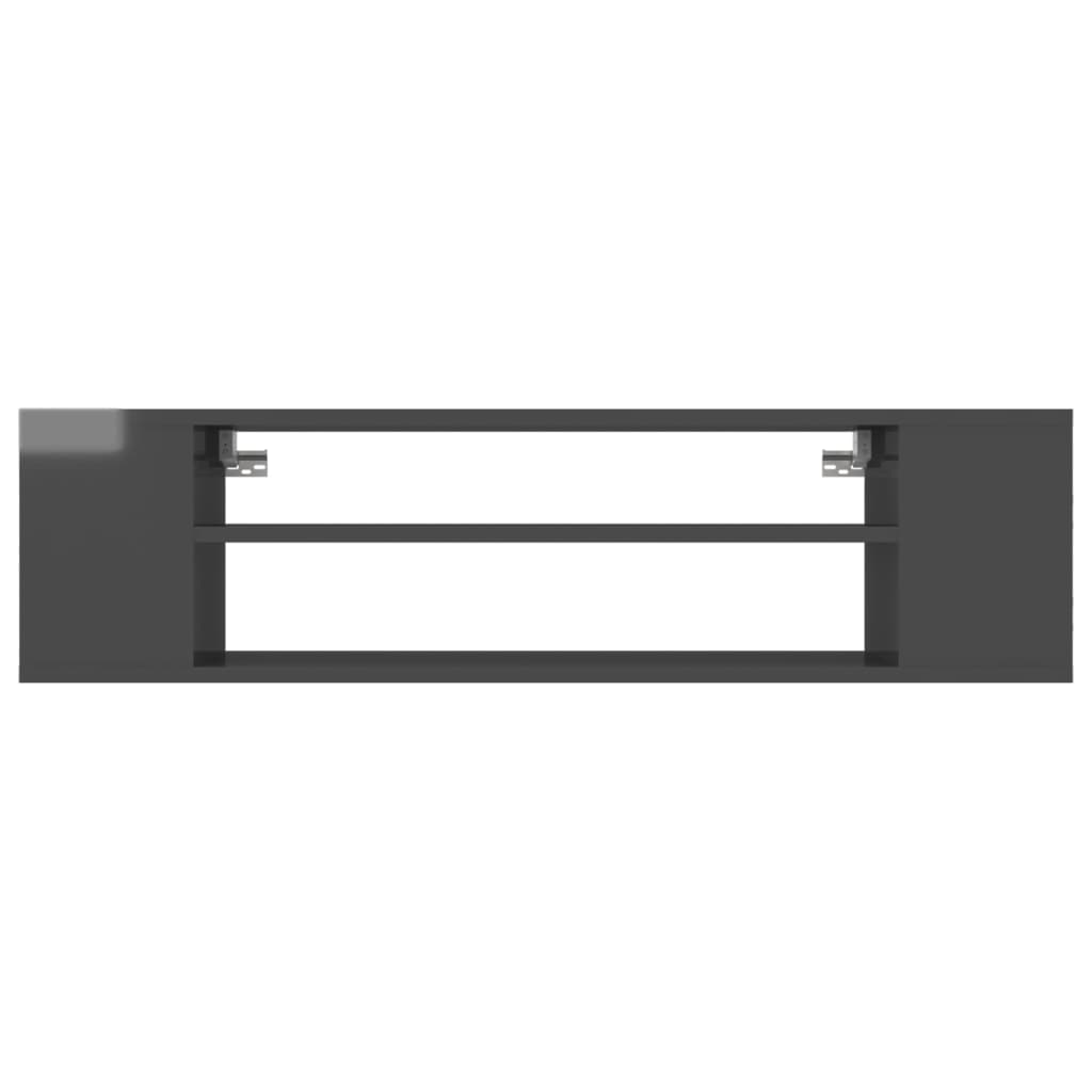 Mueble de TV colgante contrachapada gris brillo 100x30x26,5 cm
