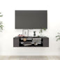 Glossy grey plywood wall-mounted TV cabinet 100x30x26.5 cm