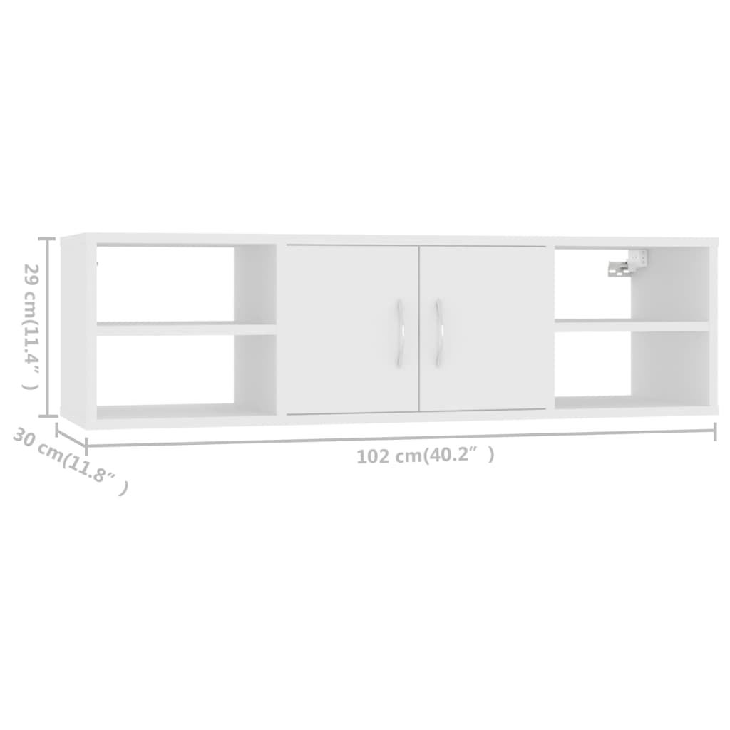 Estantería de pared madera contrachapada blanco 102x30x29 cm