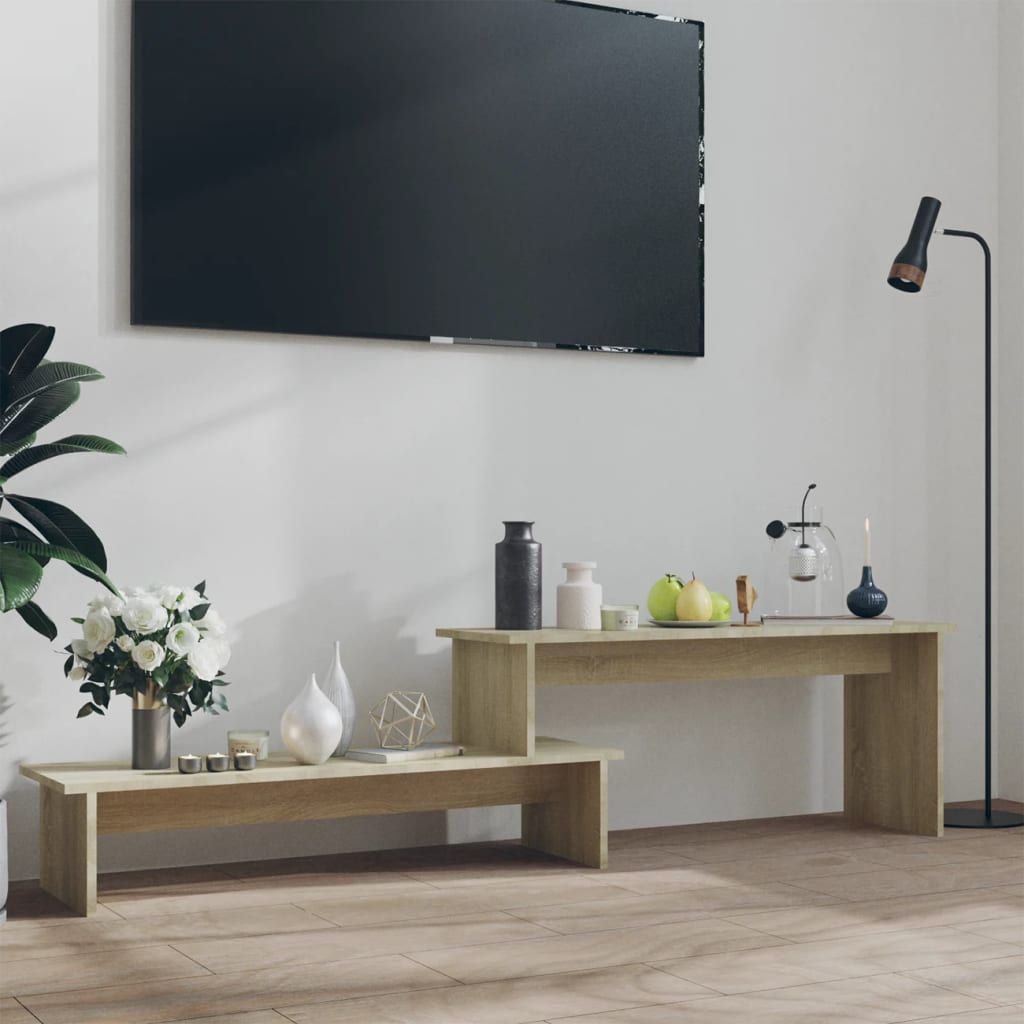 Mueble de TV madera contrachapada blanco brillante 180x30x43 cm