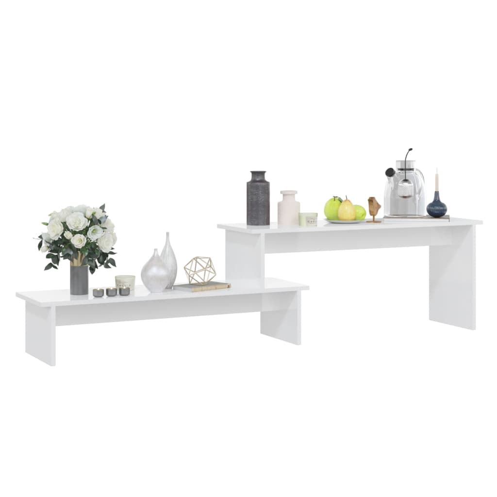 Mueble de TV madera contrachapada blanco brillante 180x30x43 cm