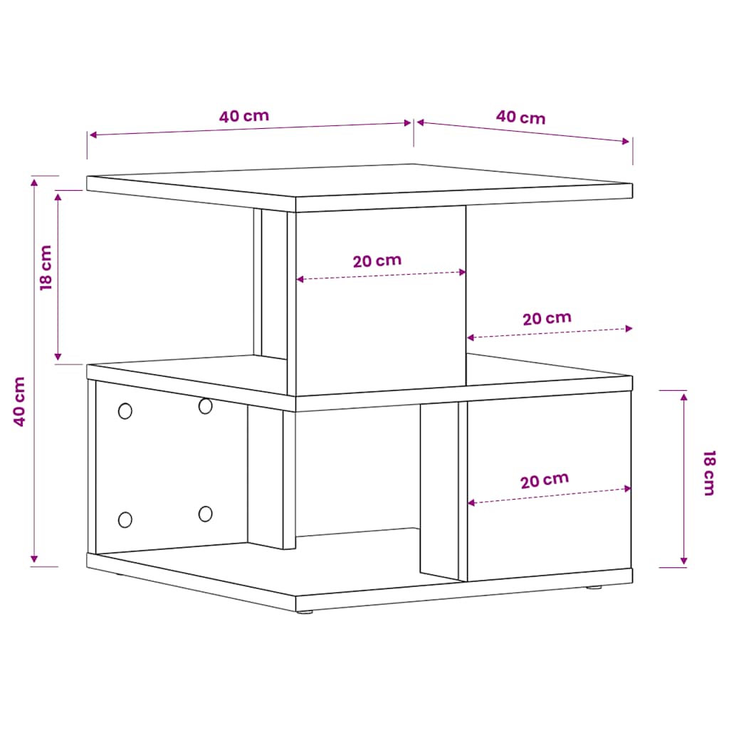 Mesa auxiliar de madera contrachapada blanco 40x40x40 cm