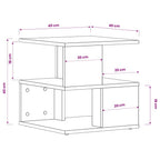 Mesa auxiliar de madera contrachapada blanco 40x40x40 cm
