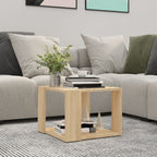 Mesa de centro contrachapada blanco y roble 103,5x50x44,5 cm