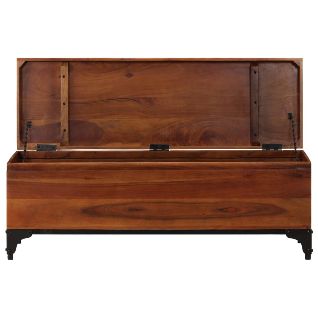 Baúl de almacenaje de madera maciza de acacia 110x35x41 cm
