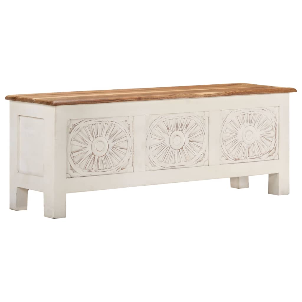 Caja de almacenamiento madera de acacia maciza 110x30x40 cm