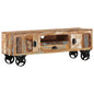 Mueble de TV con ruedas madera maciza reciclada 110x30x37 cm
