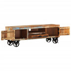 Mueble de TV con ruedas madera maciza reciclada 110x30x37 cm
