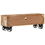 Mueble de TV con ruedas madera maciza reciclada 110x30x37 cm