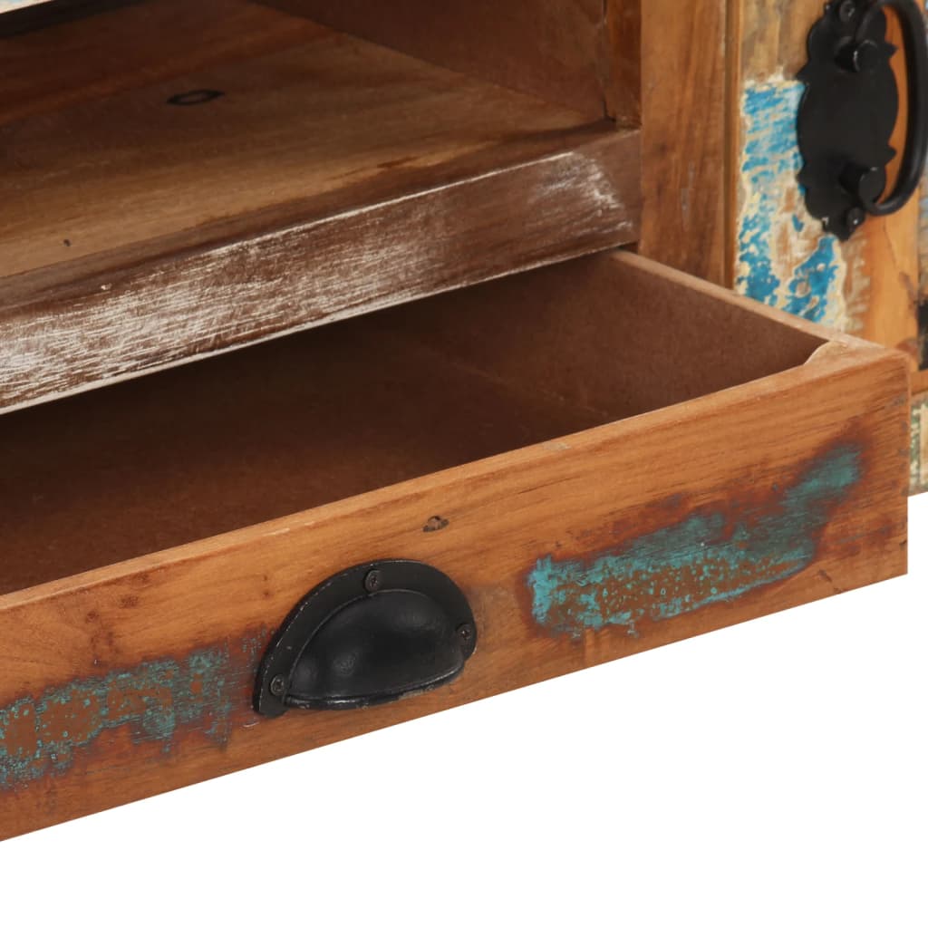 Mueble de TV con ruedas madera maciza reciclada 110x30x37 cm
