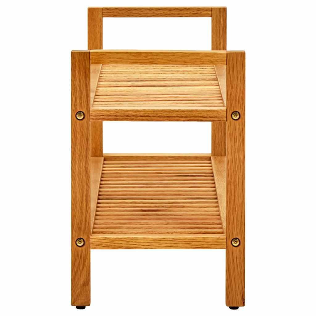 Zapatero con 2 estantes madera de roble maciza 100x27x40 cm