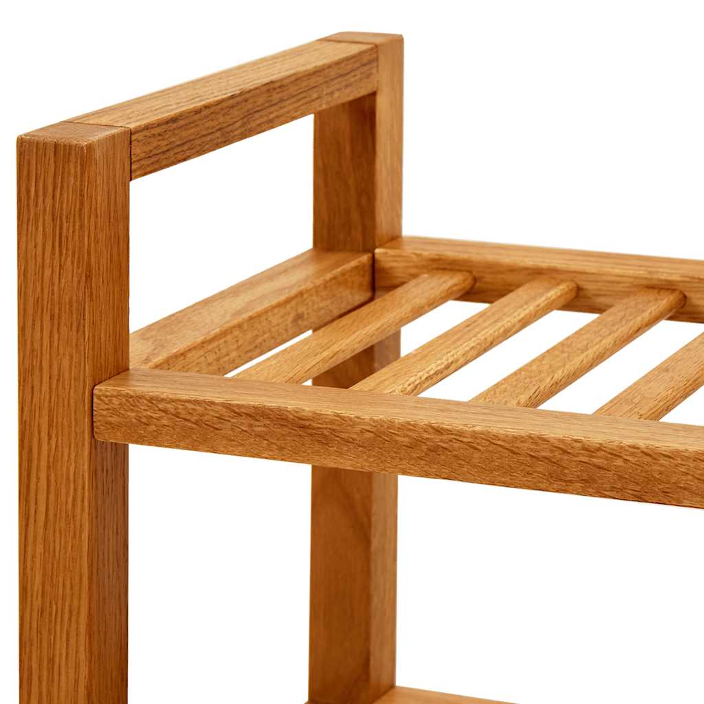 Zapatero con 2 estantes madera de roble maciza 100x27x40 cm