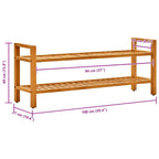 Zapatero con 2 estantes madera de roble maciza 100x27x40 cm