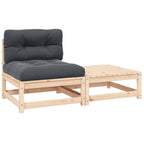 Muebles de jardín 3 piezas con cojines madera de pino maciza