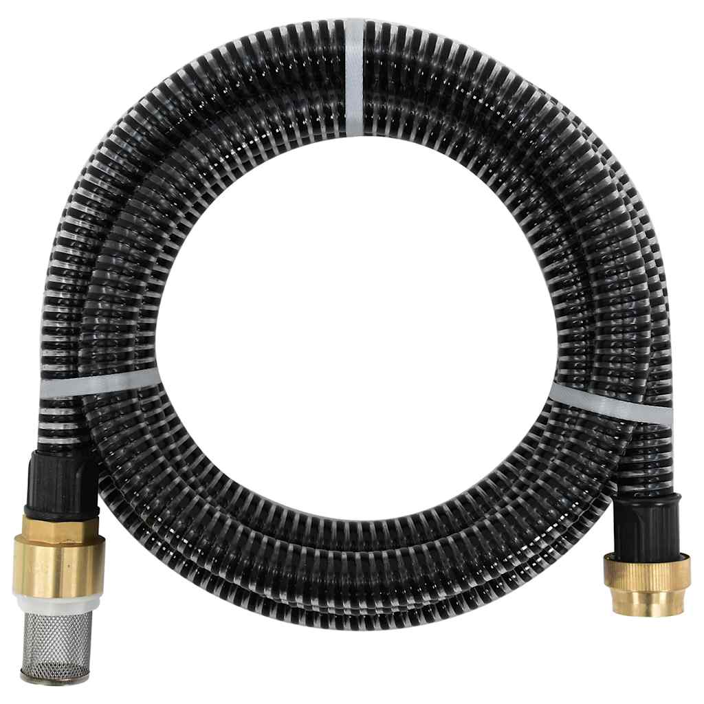 Manguera de succión con conectores de latón PVC negro 29 mm 10m