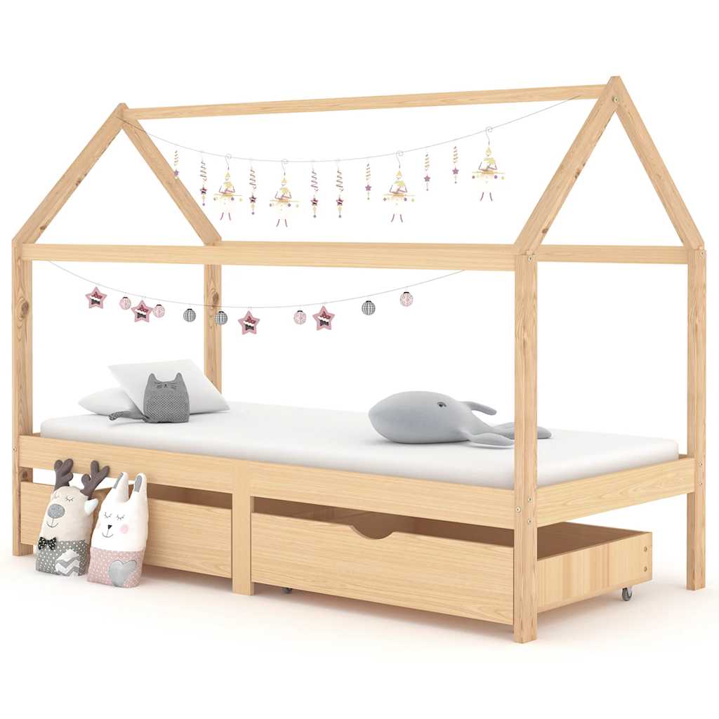 Estructura cama infantil con cajón madera pino maciza 80x160 cm