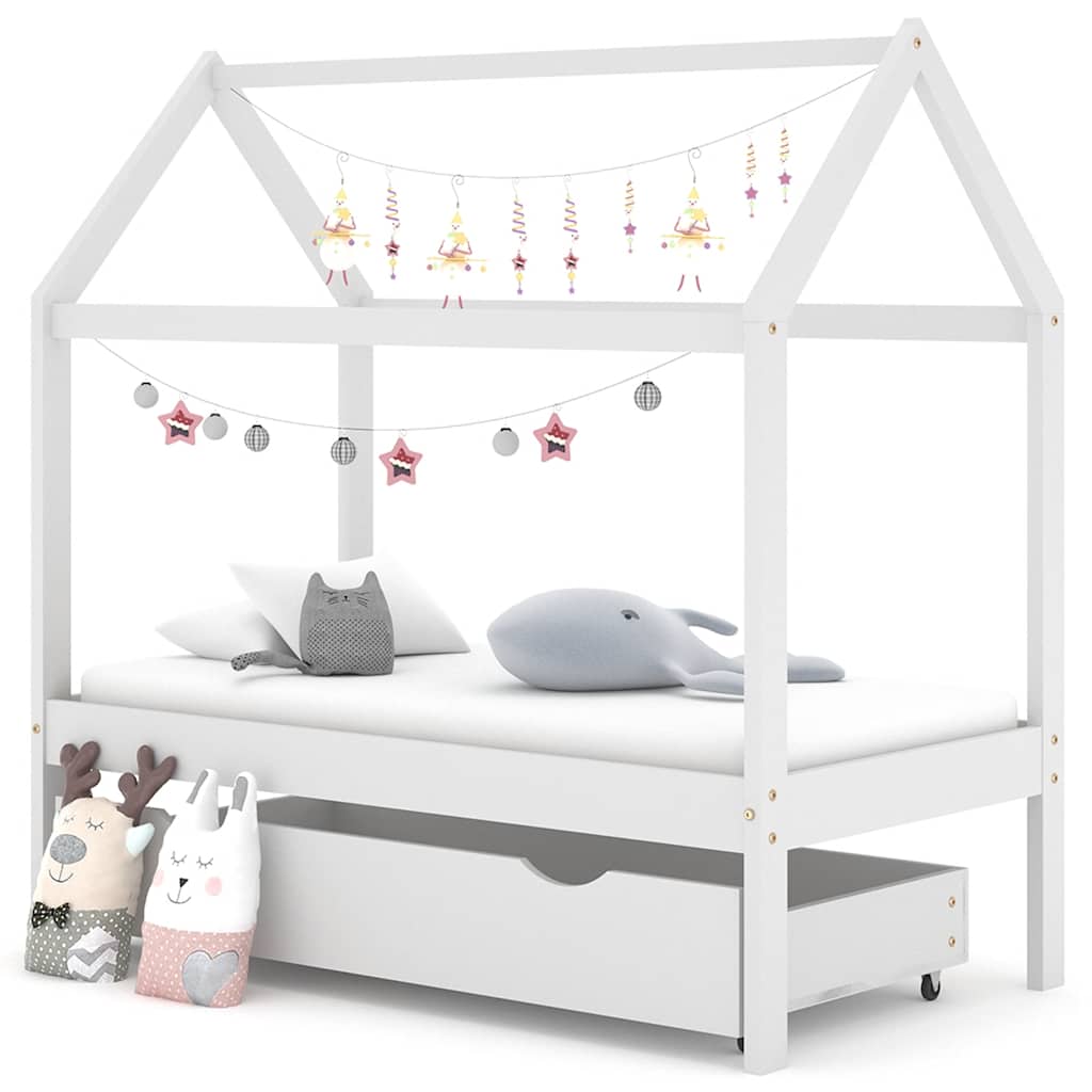 Estructura cama infantil con cajón madera pino maciza 80x160 cm