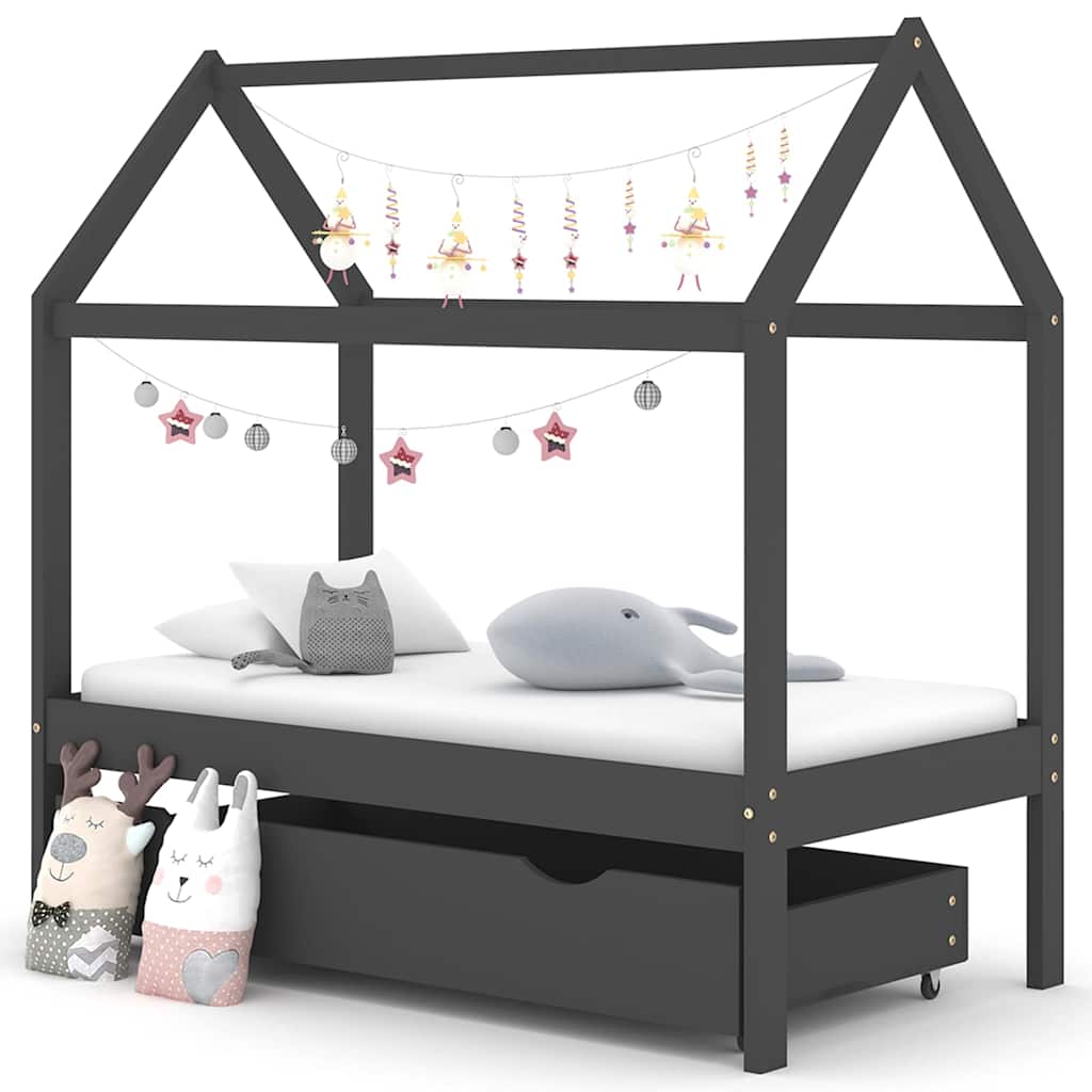Estructura cama infantil con cajón madera pino maciza 80x160 cm