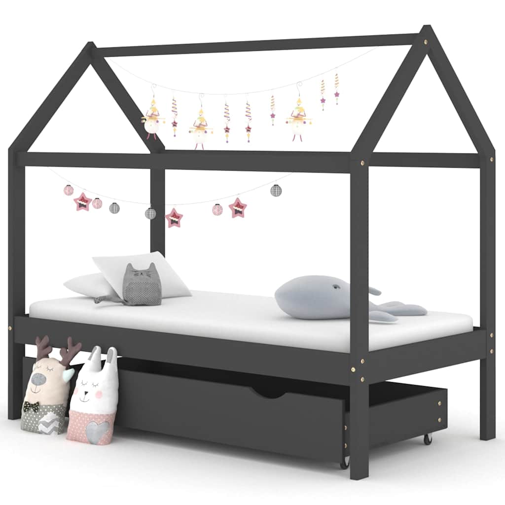 Estructura cama infantil con cajón madera pino maciza 80x160 cm