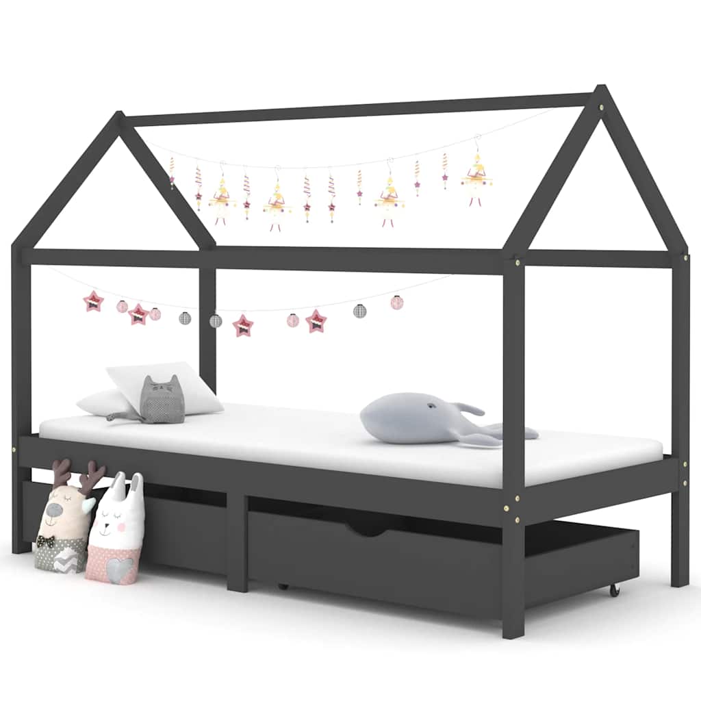 Estructura cama infantil con cajón madera pino maciza 80x160 cm