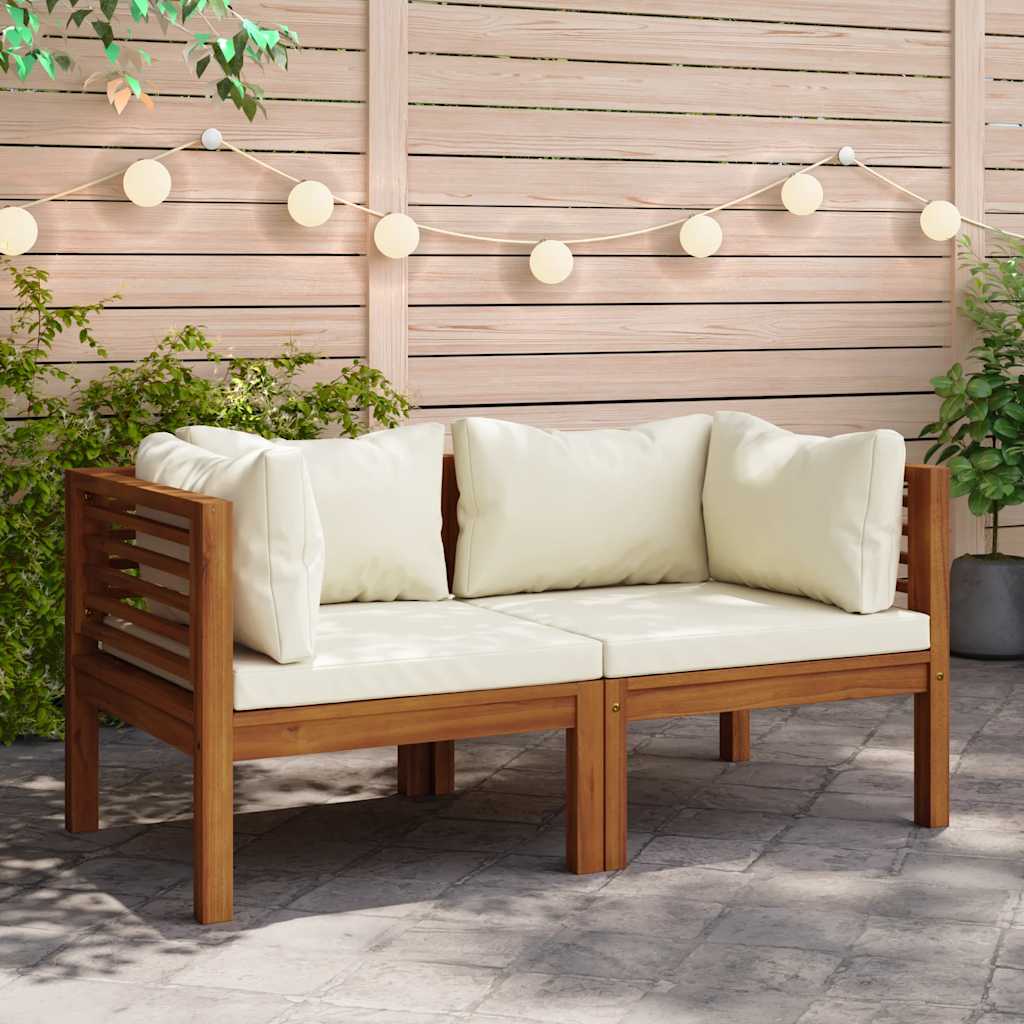 Sofá de esquina 2 uds madera maciza acacia cojines gris oscuro