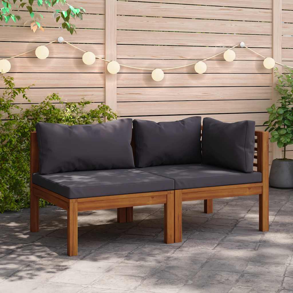 Juego de sofá 2 pzas con cojines blanco crema madera de acacia