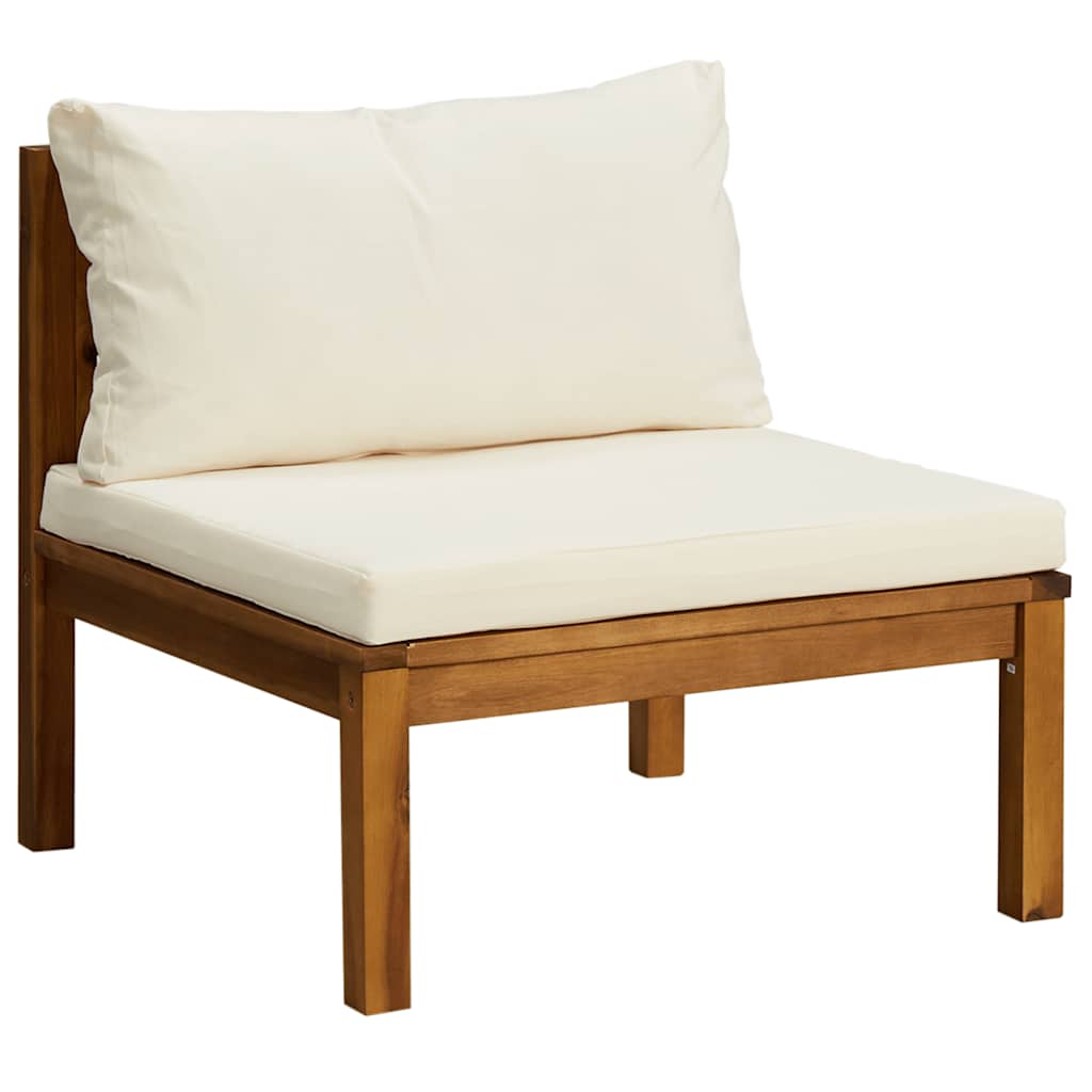 Juego de sofá 2 pzas con cojines blanco crema madera de acacia