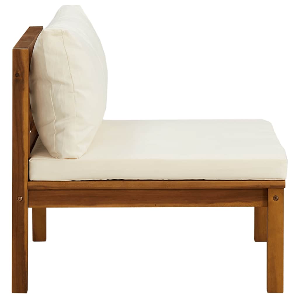 Juego de sofá 2 pzas con cojines blanco crema madera de acacia