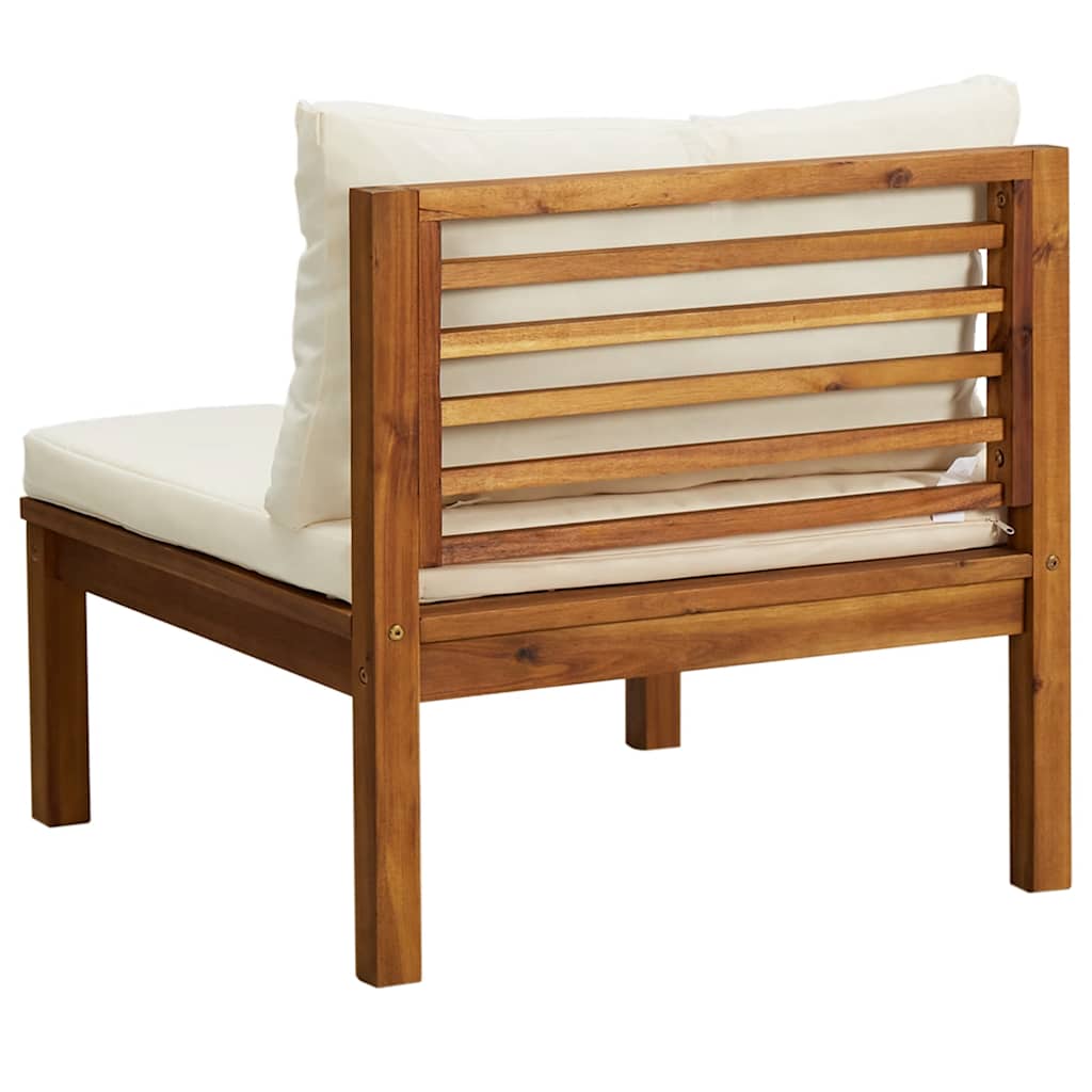 Juego de sofá 2 pzas con cojines blanco crema madera de acacia