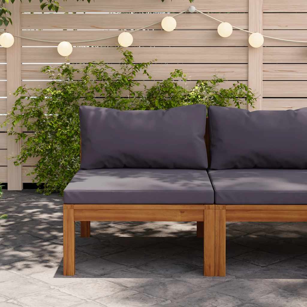 Sofá intermedio seccional cojín blanco crema madera de acacia