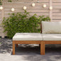 Footrest with cream white cushion, solid acacia wood
