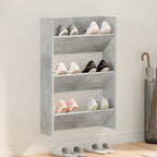 Zapatero de contrachapada gris hormigón 60x35x84 cm