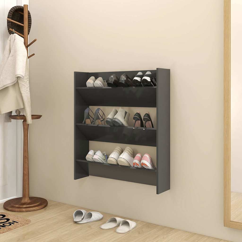 Zapatero de contrachapada gris hormigón 60x35x84 cm