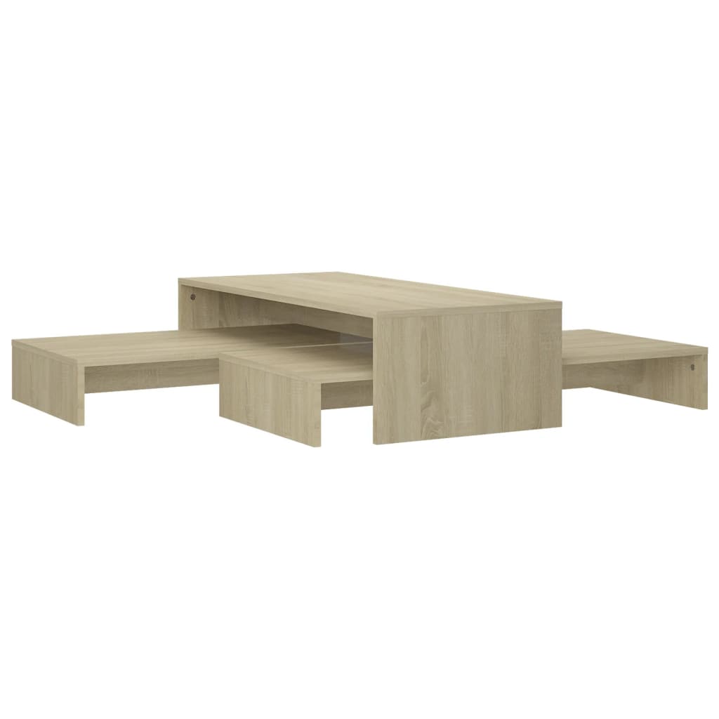 Mesa centro apilable contrachapada roble Sonoma 100x100x26,5 cm