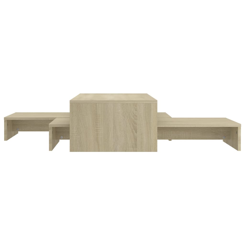 Mesa centro apilable contrachapada roble Sonoma 100x100x26,5 cm