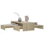 Mesa centro apilable contrachapada roble Sonoma 100x100x26,5 cm
