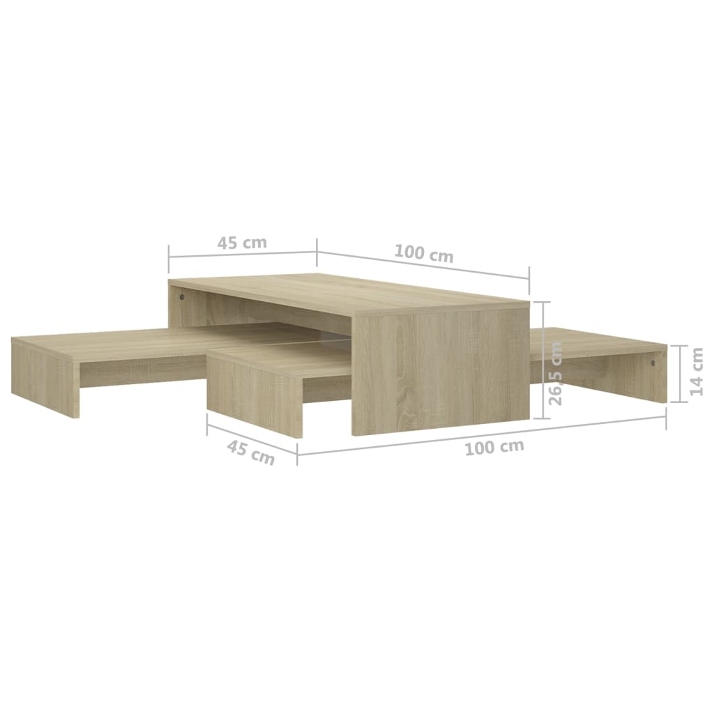 Mesa centro apilable contrachapada roble Sonoma 100x100x26,5 cm