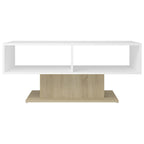 Mesa de centro contrachapada blanco y roble 103,5x50x44,5 cm