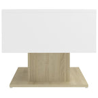 Mesa de centro contrachapada blanco y roble 103,5x50x44,5 cm